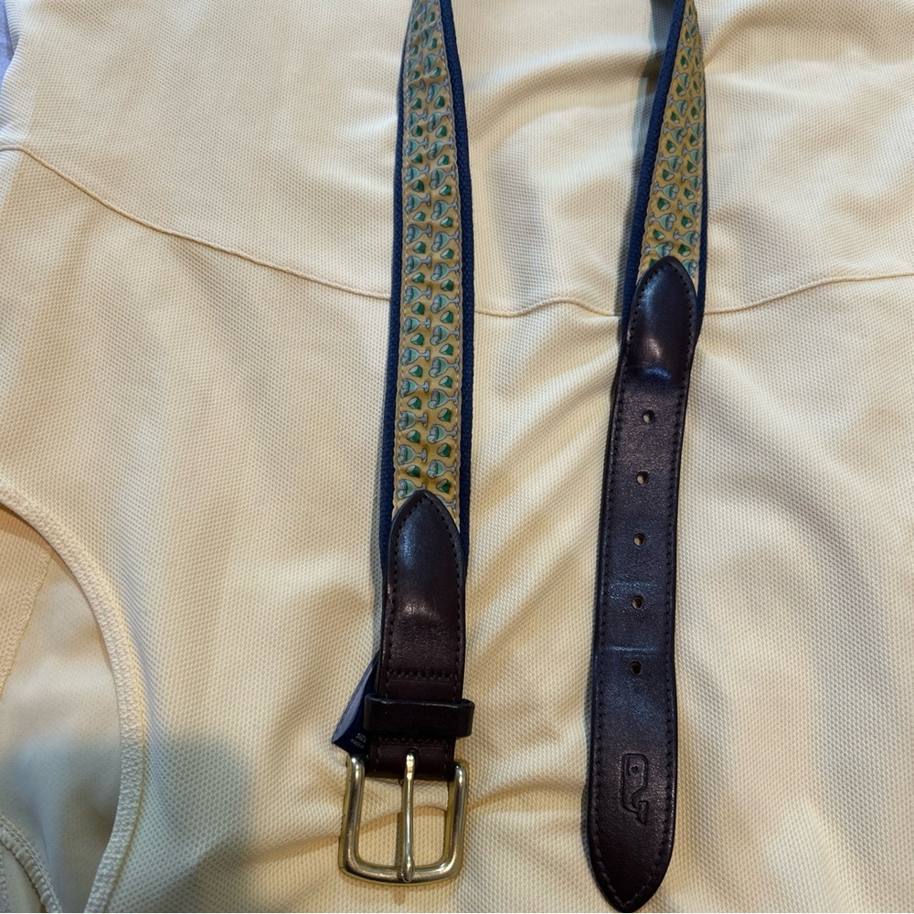 Vineyard Vines Belt Men's sz 34 Yellow/green Margarita Glasses clubhouse leather